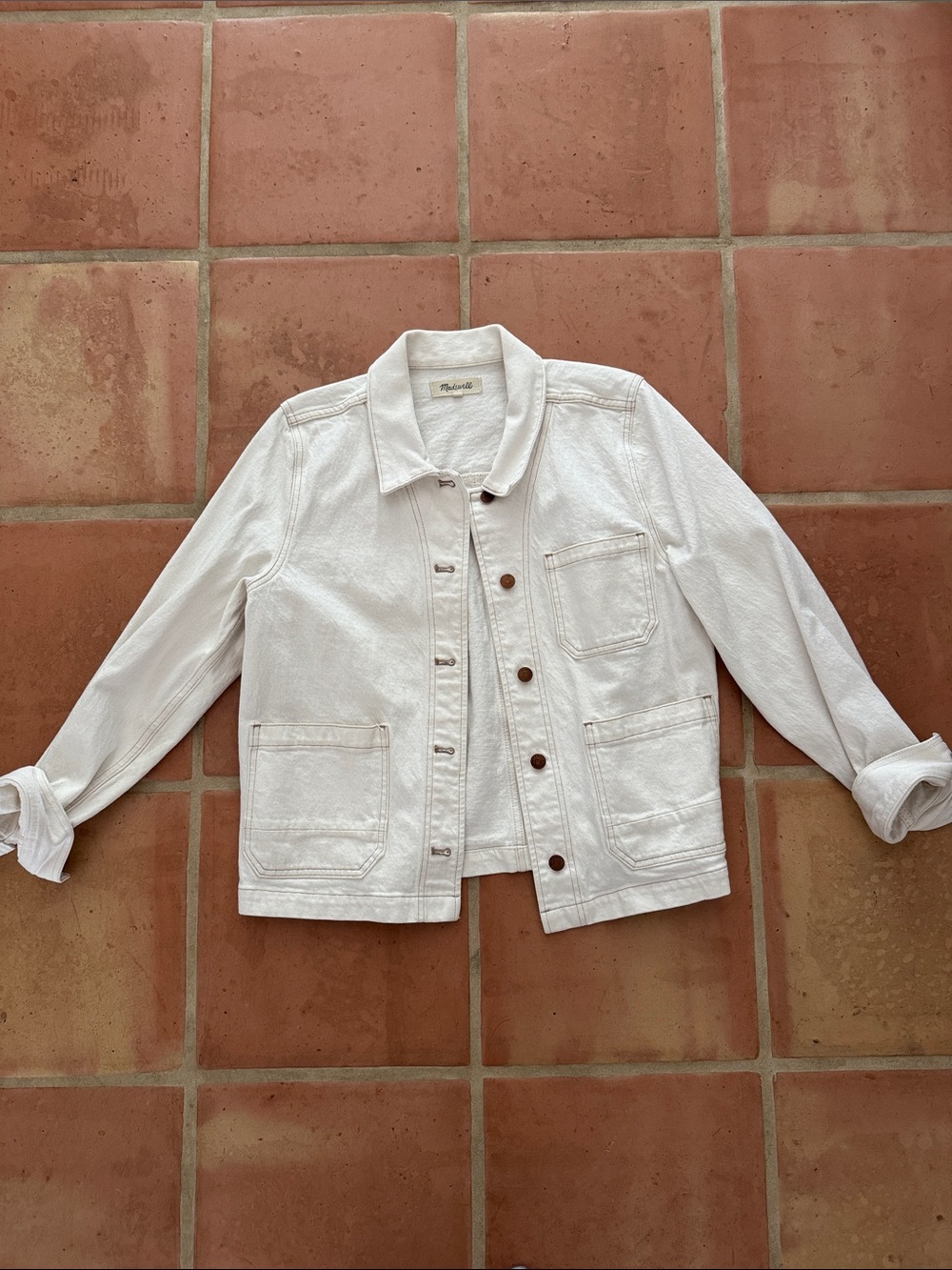 Madewell Cream Women's Denim Jacket - Size L